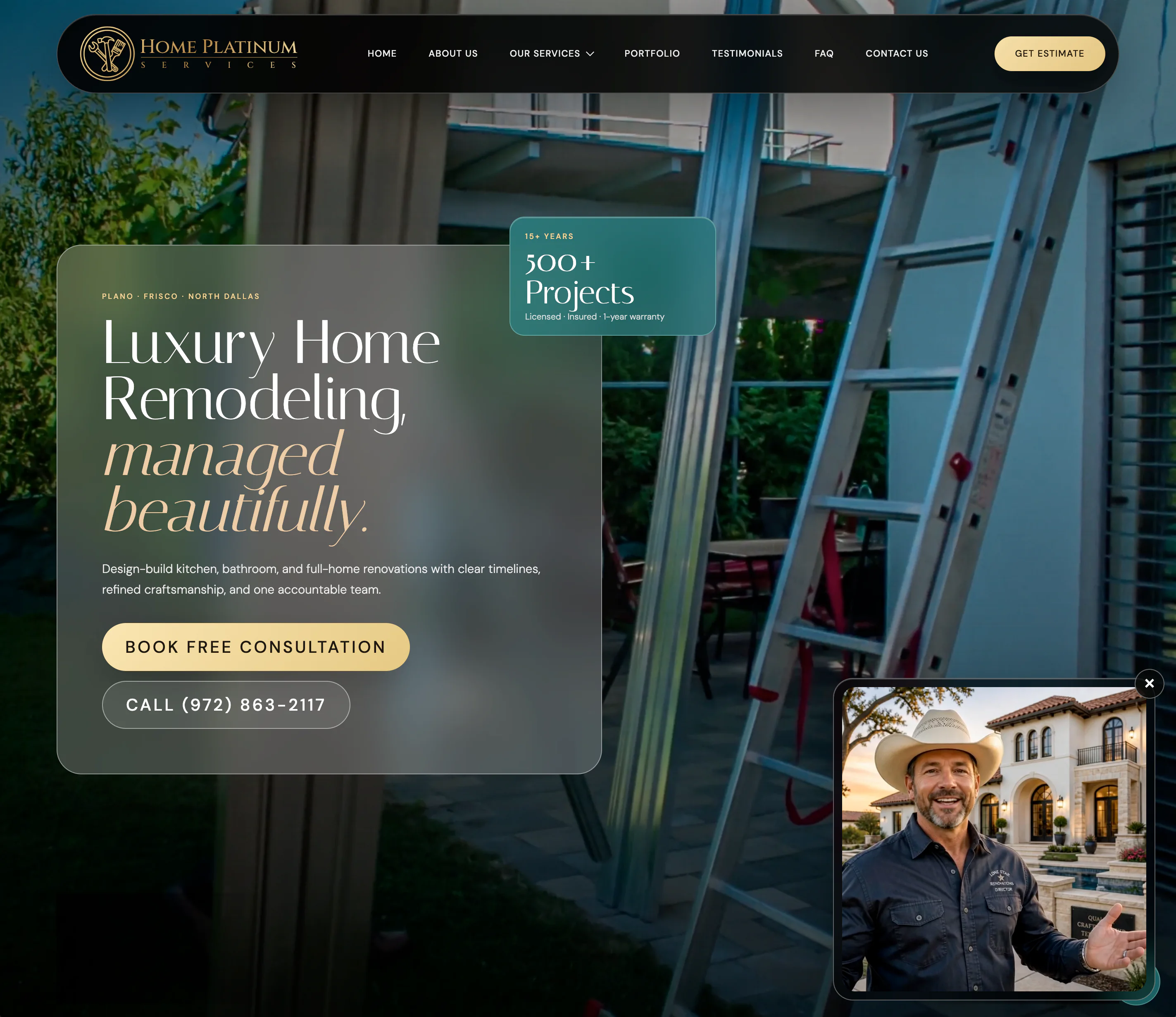 Home Platinum renovation template website preview