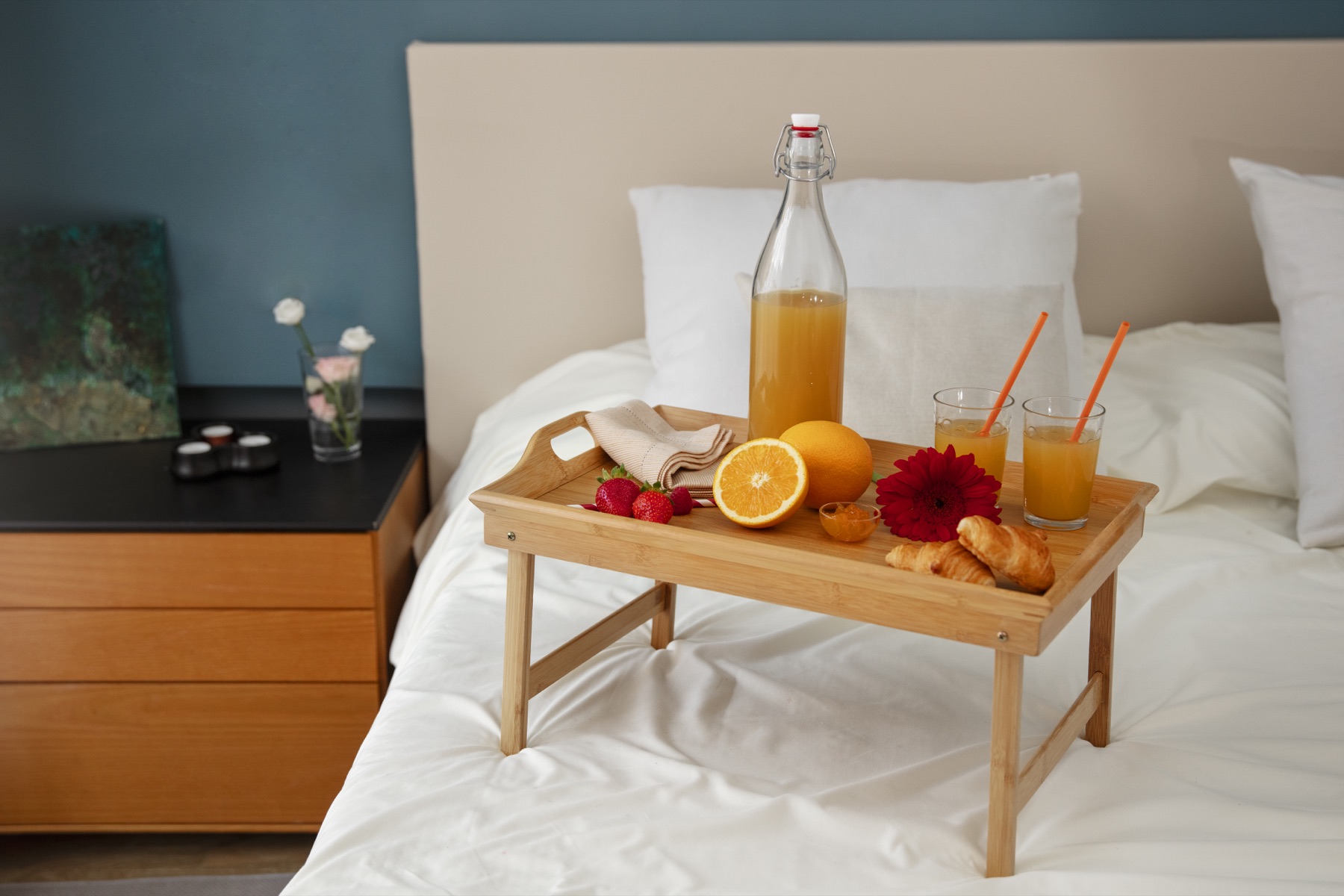 Breakfast served in a guest room