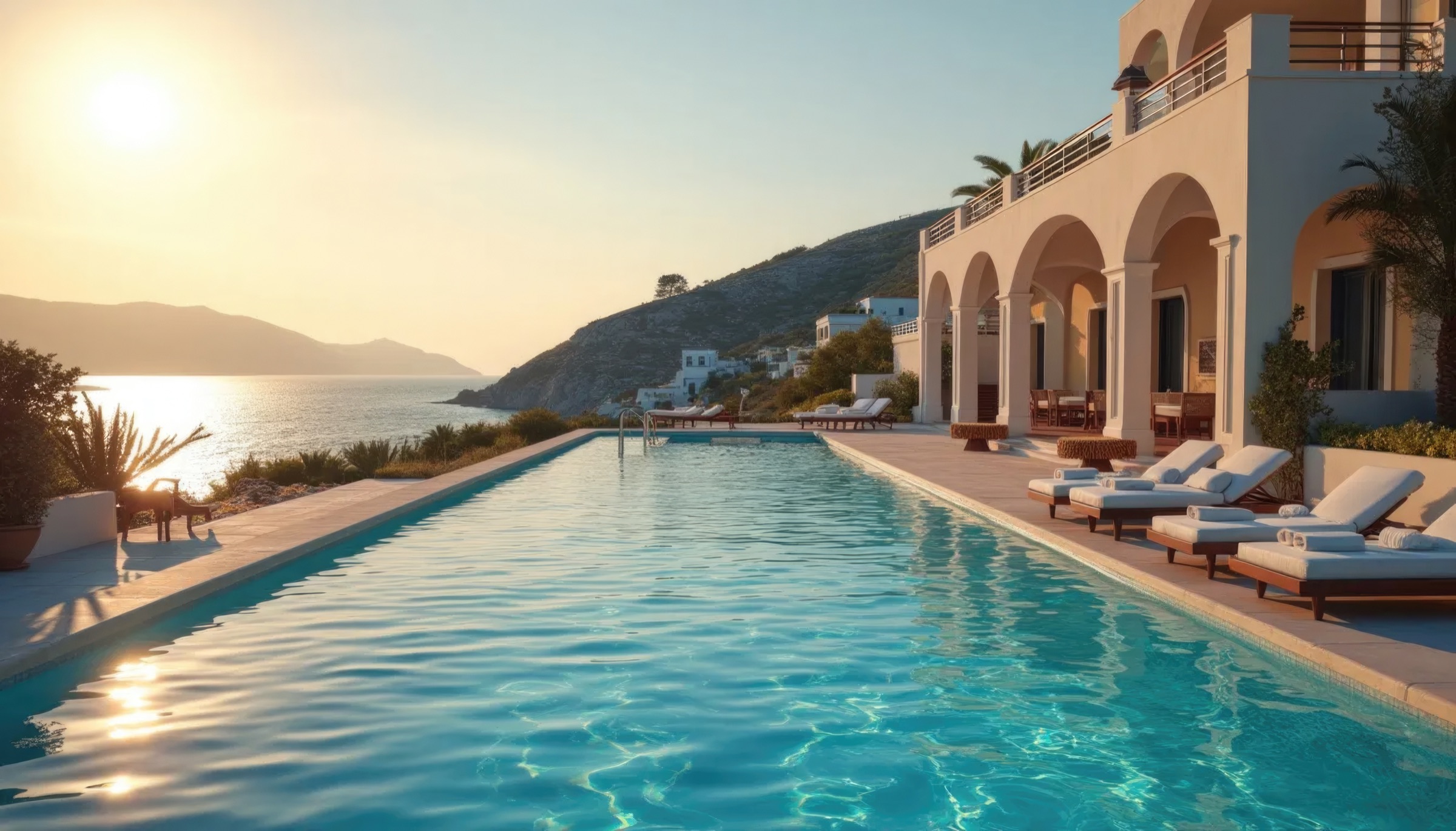 Dionis infinity pool suite at sunset