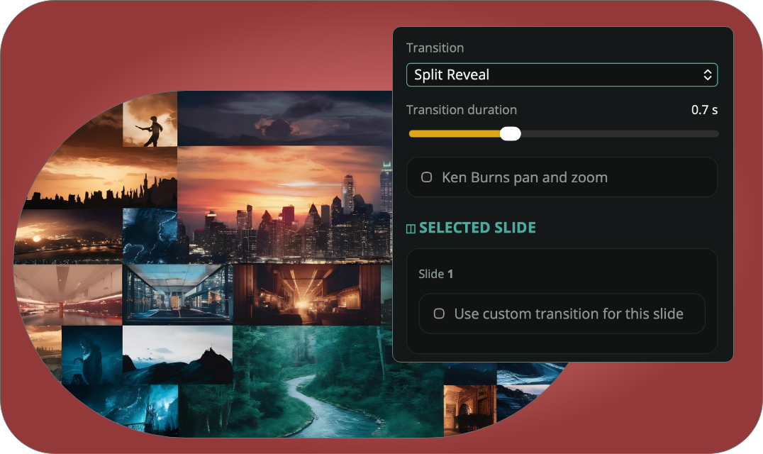 Customize image transitions for individual slides